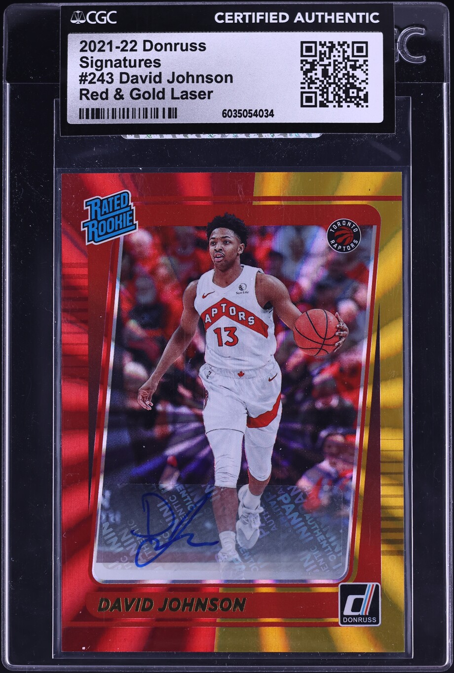 2021 Donruss Red & Gold Laser David Johnson ROOKIE AUTO #243 CGC AUTH