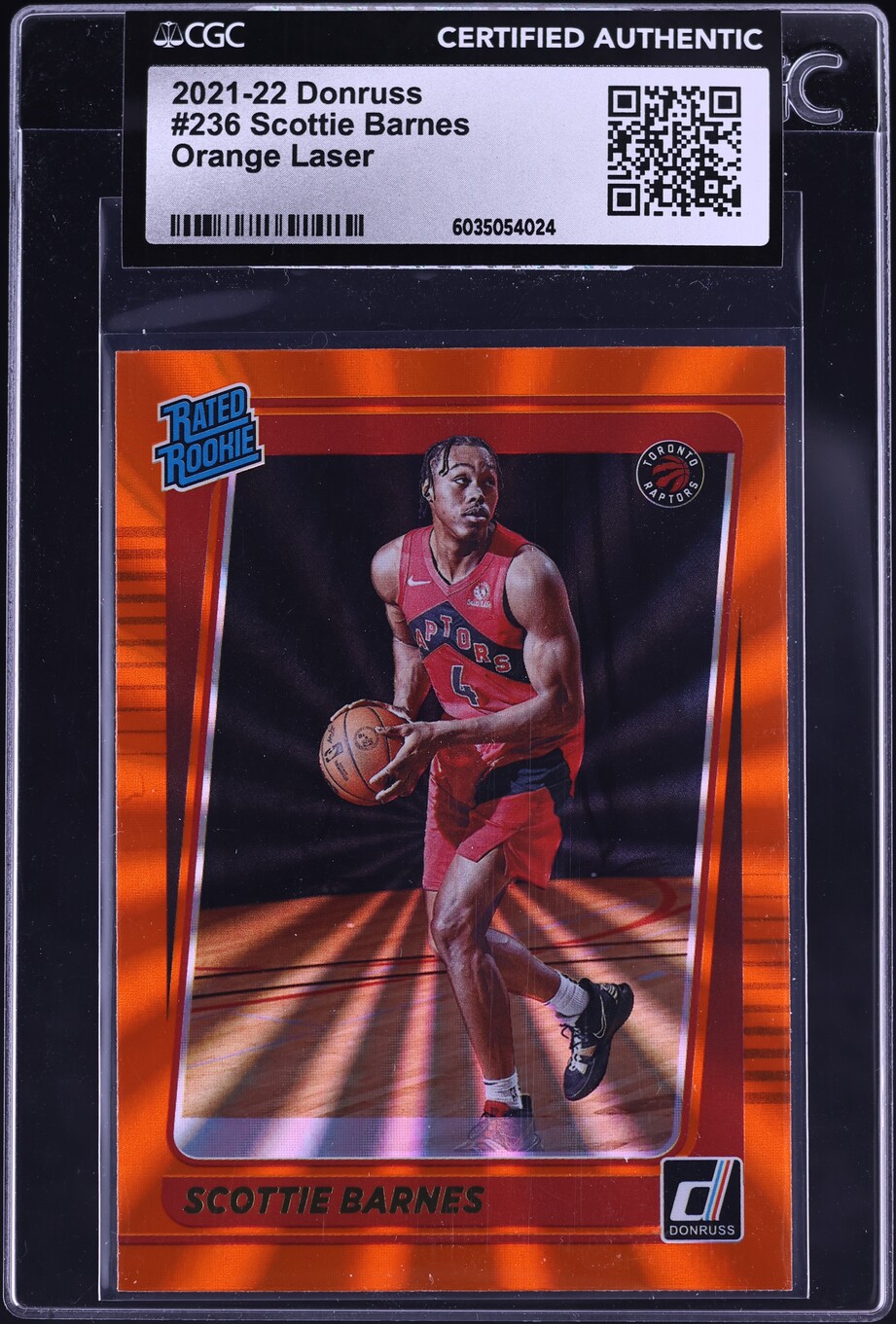 2021 Donruss Orange Laser Scottie Barnes ROOKIE #236 CGC AUTH