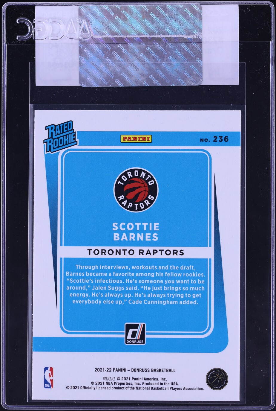 2021 Donruss Orange Laser Scottie Barnes ROOKIE #236 CGC AUTH