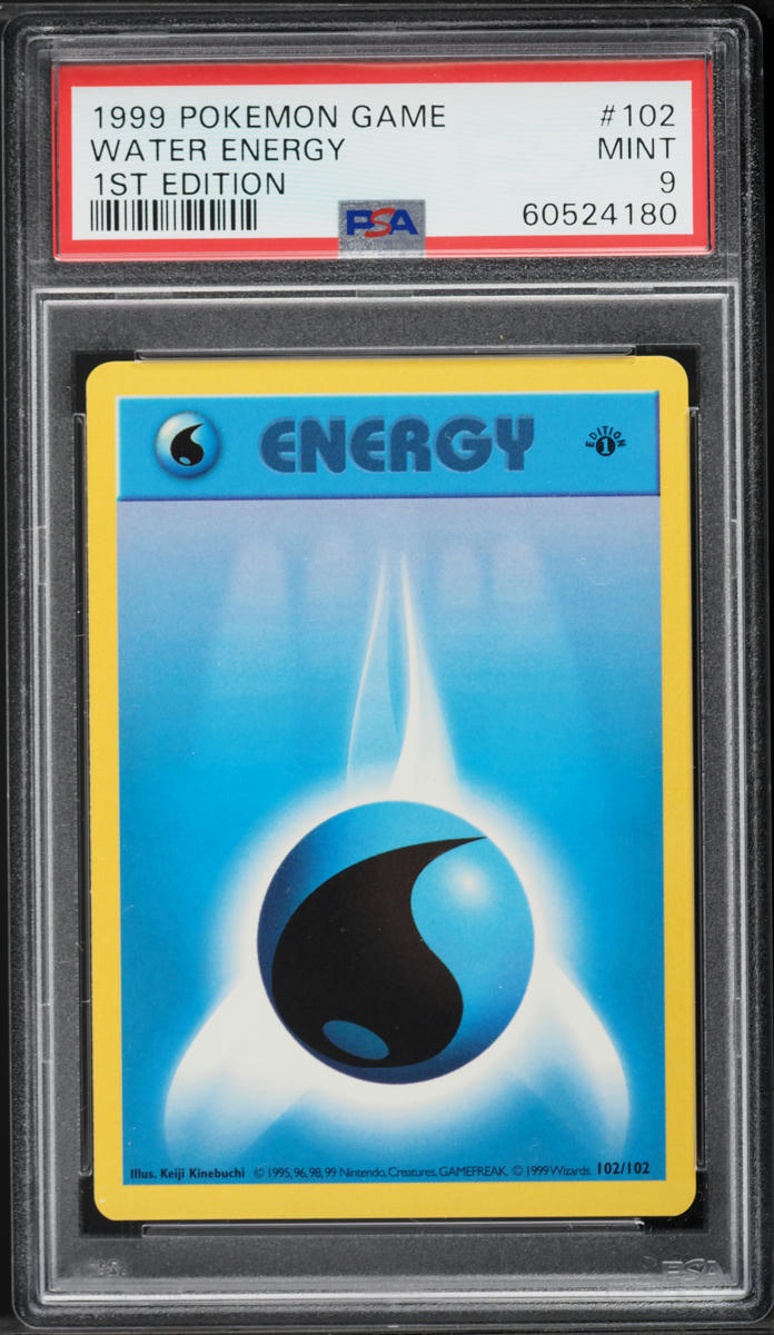1999 Pokemon Base Set Shadowless 1st Edition Water Energy #102 PSA 9 MINT