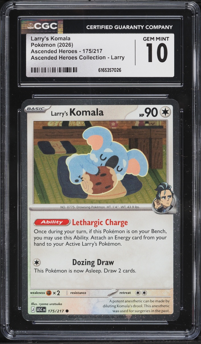 2026 Pokemon Mega Evolution Ascended Heroes Collection Larry's Komala #175 CGC 10 GEM MINT