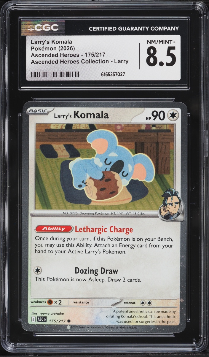 2026 Pokemon Mega Evolution Ascended Heroes Collection Larry's Komala #175 CGC 8.5 NM-MT+