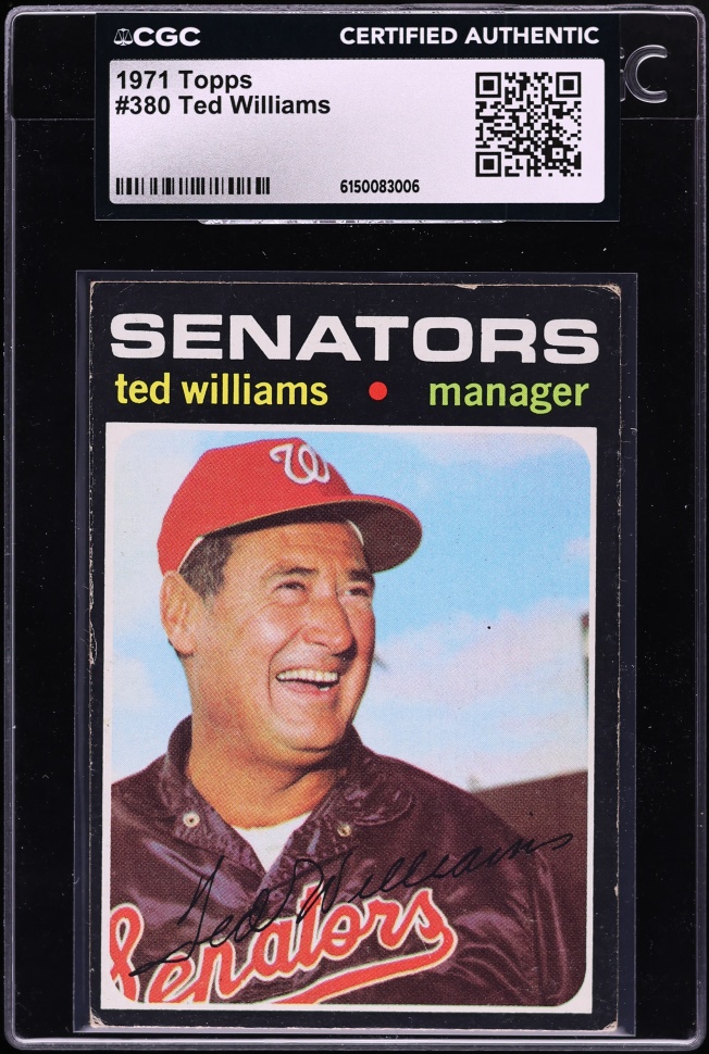 1971 Topps Ted Williams #380 CGC AUTH