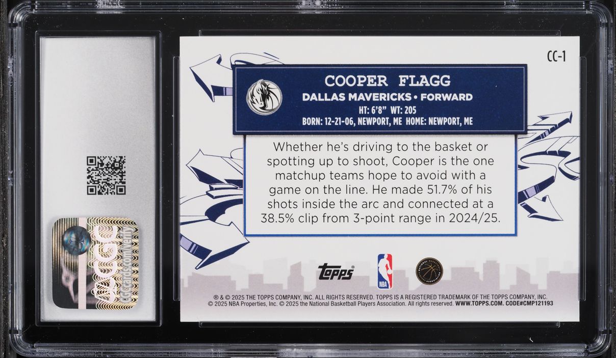 2025 Topps Clutch City Prospects Cooper Flagg ROOKIE #CC-1 CGC 10 GEM MINT
