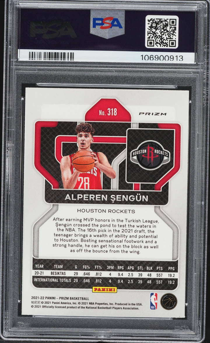 2021 Panini Prizm Red Ice Alperen Sengun ROOKIE #318 PSA 10 GEM MINT