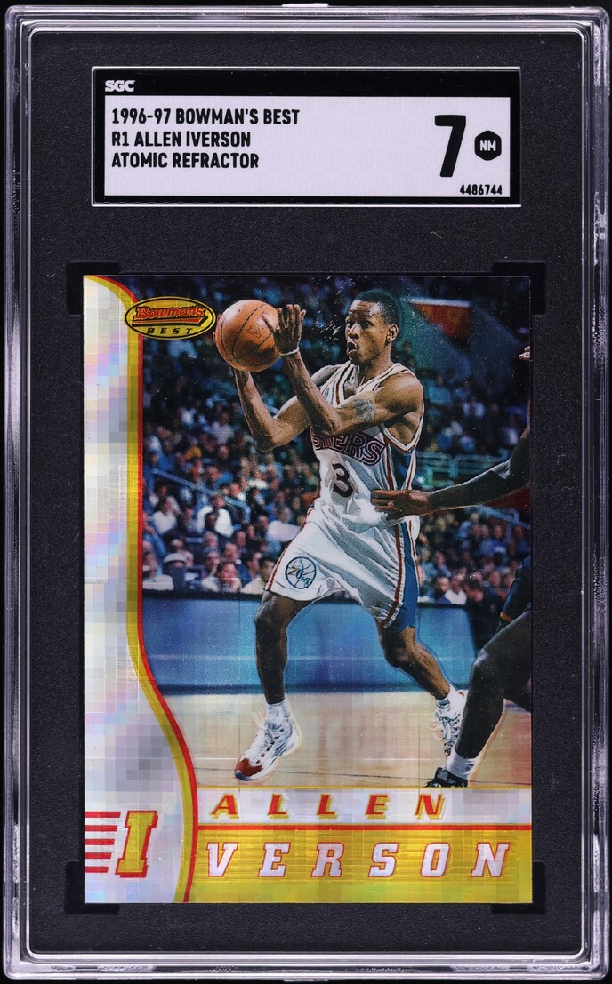1996 Bowman's Best Atomic Refractor Allen Iverson ROOKIE #R1 SGC 7 NRMT