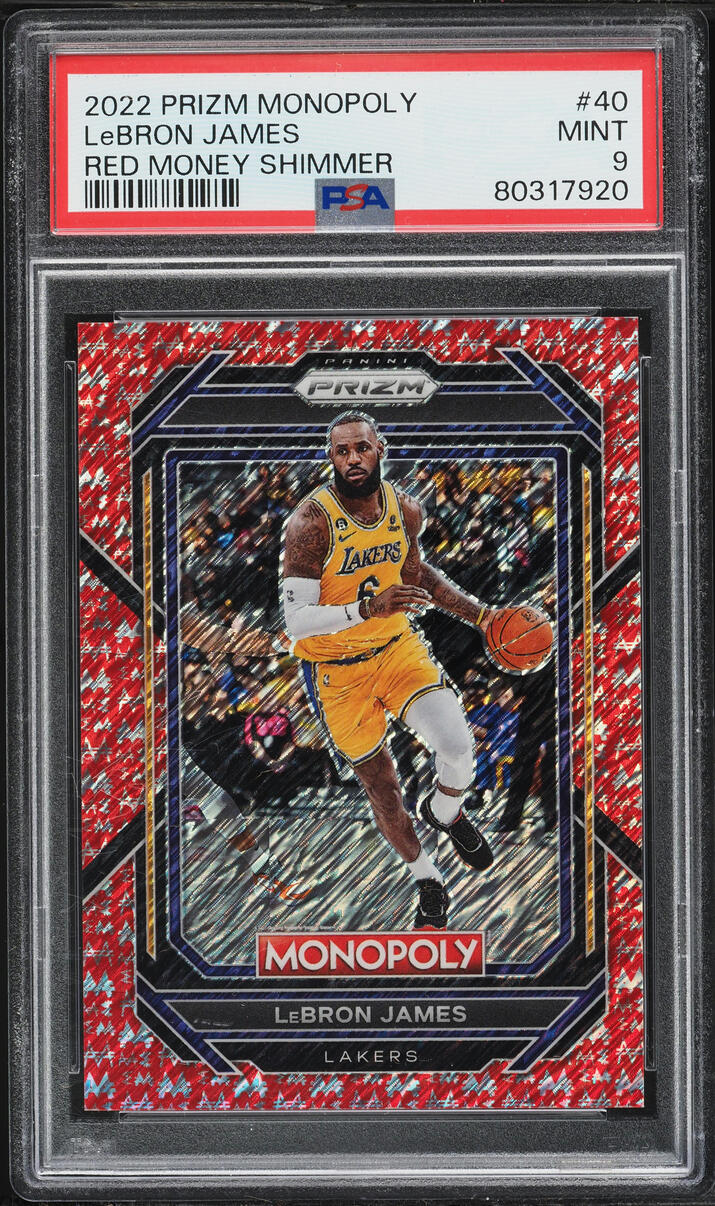 2022 Panini Prizm Monopoly Red Money Shimmer LeBron James /200 #40 PSA 9 MINT