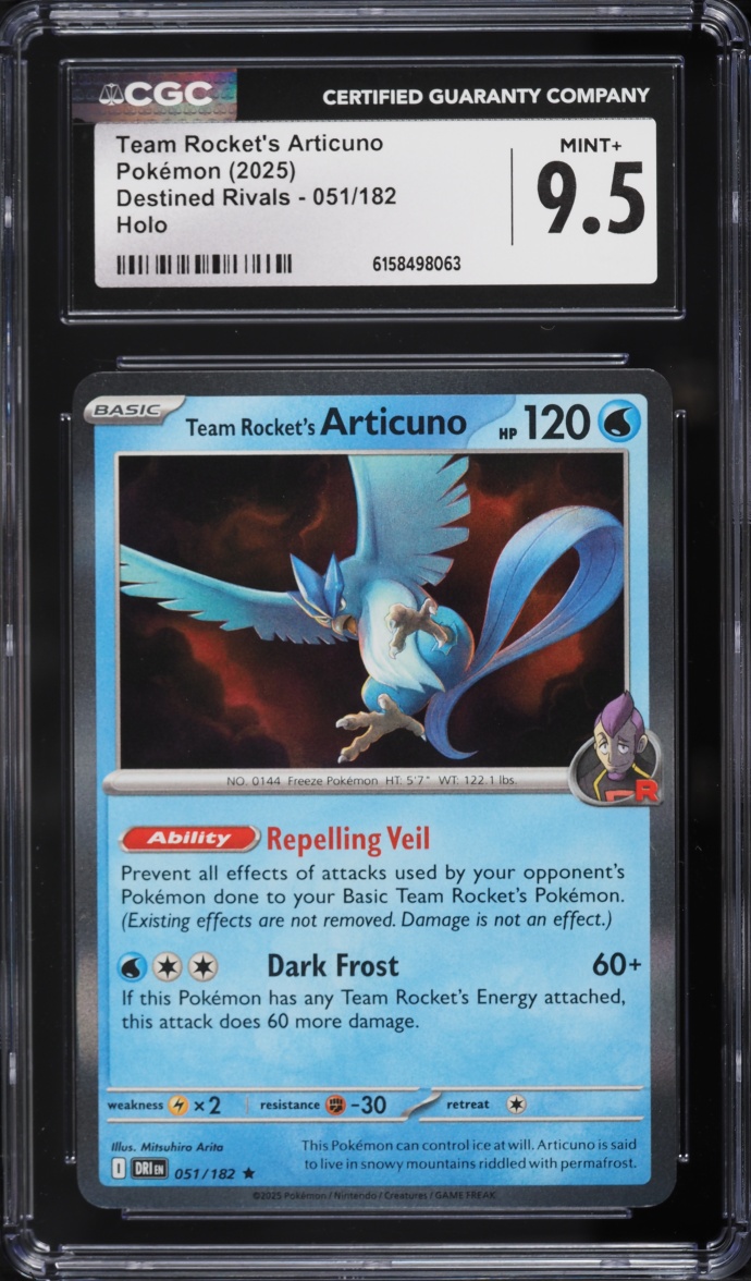 2025 Pokemon Scarlet & Violet Destined Rivals Holo Team Rocket's Articuno #51 CGC 9.5 MINT+