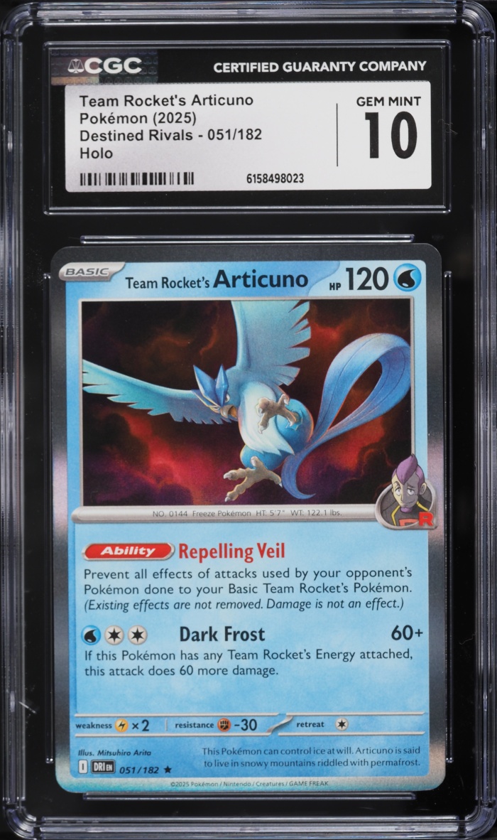 2025 Pokemon Scarlet & Violet Destined Rivals Holo Team Rocket's Articuno #51 CGC 10 GEM MINT