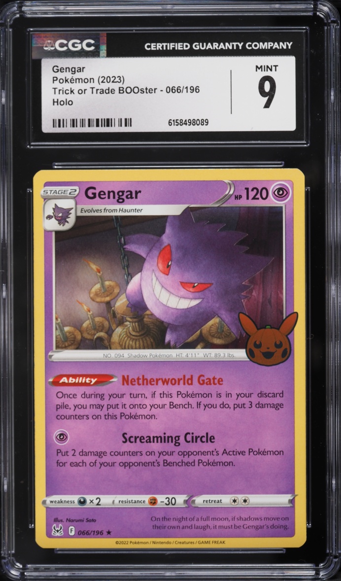 2023 Pokemon Sword & Shield Trick Or Trade BOOster Holo Gengar #66 CGC 9 MINT