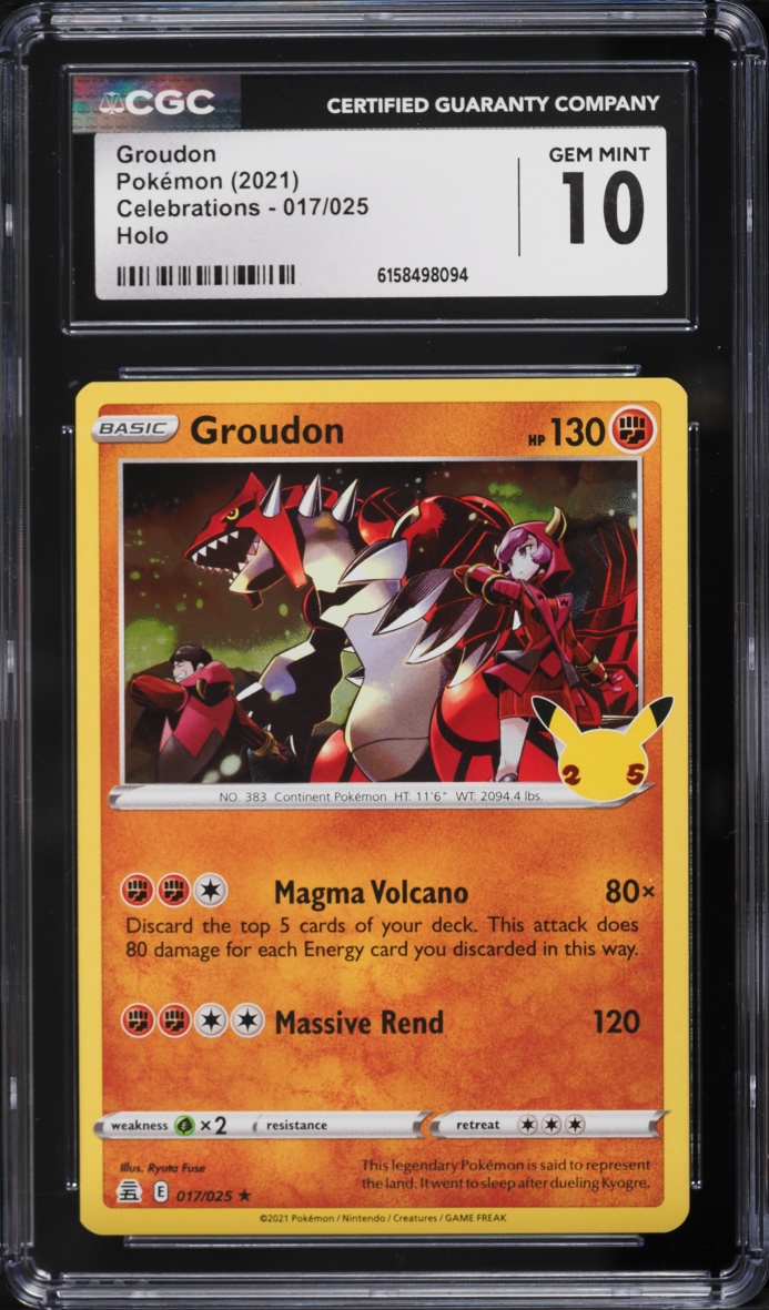 2021 Pokemon Sword & Shield Celebrations Holo Groudon #17 CGC 10 GEM MINT
