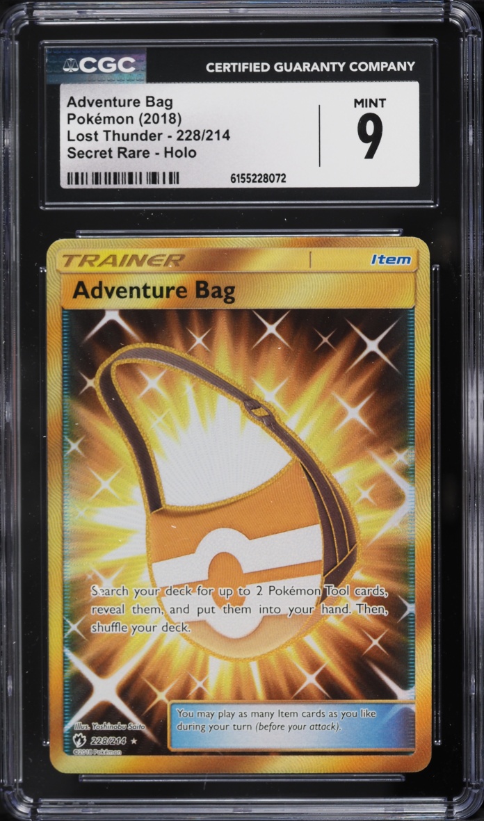 2018 Pokemon Sun & Moon Lost Thunder Full Art Adventure Bag #228 CGC 9 MINT