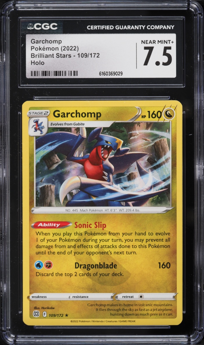 2022 Pokemon Sword & Shield Brilliant Stars Holo Garchomp #109 CGC 7.5 NRMT+
