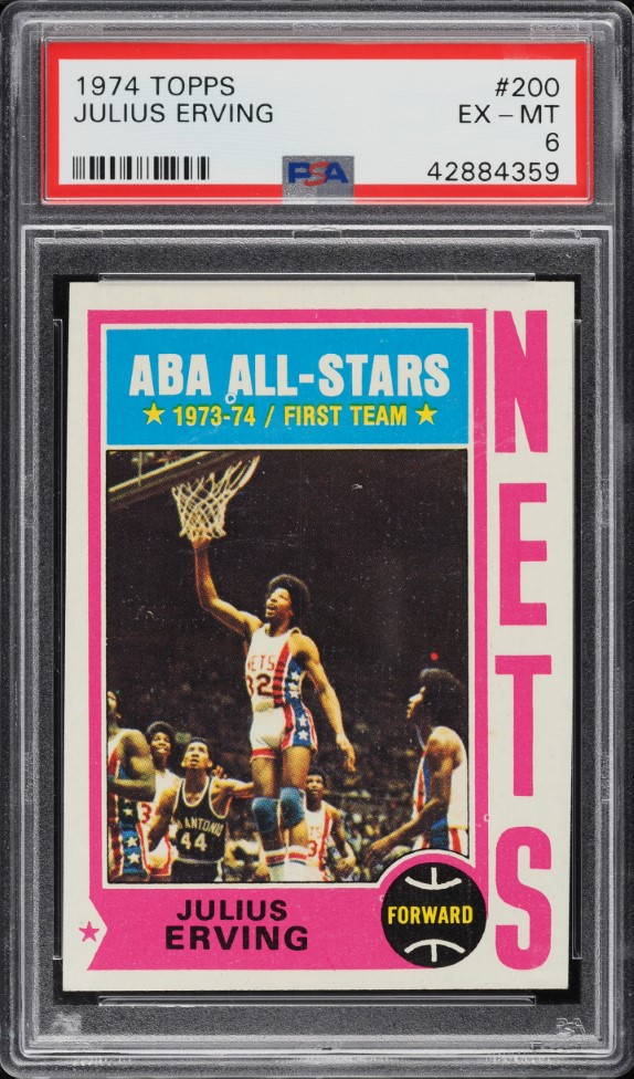 1974 Topps Basketball Julius Erving #200 PSA 6 EXMT - Main Image