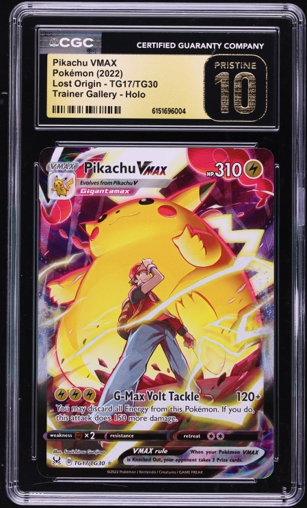 2022 Pokemon Sword & Shield Lost Origin Full Art Pikachu VMAX #TG17 CGC 10 PRISTINE