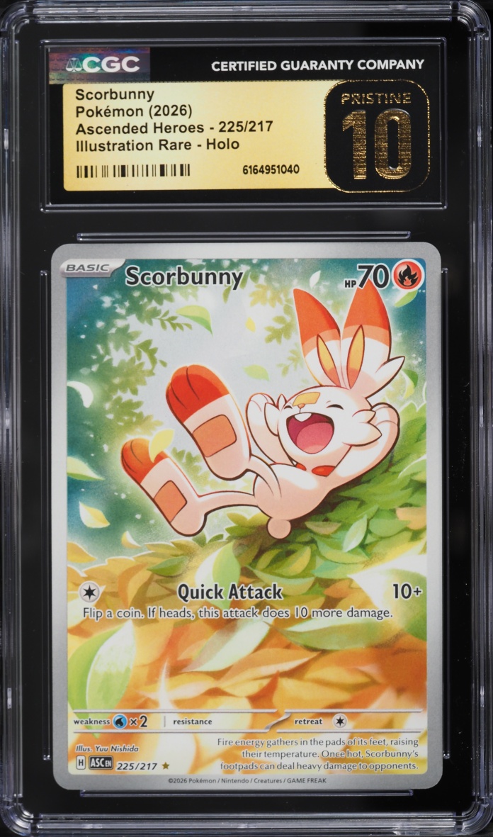 2026 Pokemon Mega Evolution Ascended Heroes IR Scorbunny #225 CGC 10 PRISTINE