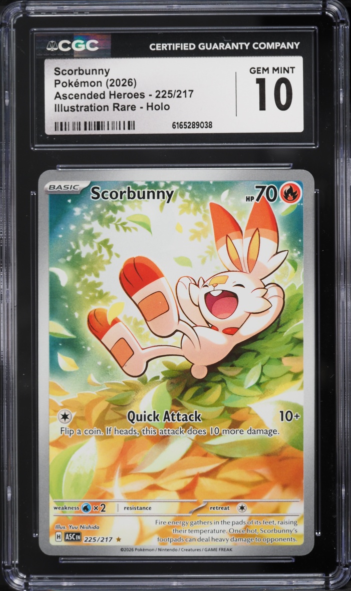 2026 Pokemon Mega Evolution Ascended Heroes IR Scorbunny #225 CGC 10 GEM MINT