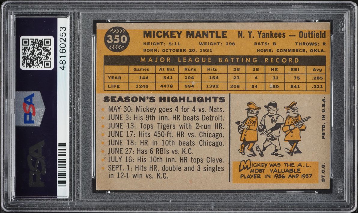 1960 Topps Mickey Mantle #350 PSA 5 EX