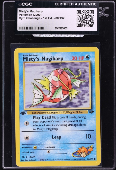 2000 Pokemon Gym Challenge 1st Edition Misty's Magikarp #88 CGC AUTH