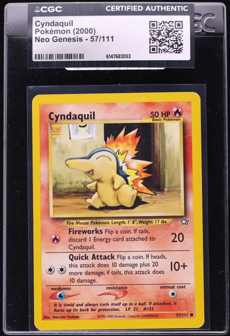 2000 Pokemon Neo Genesis Cyndaquil #57 CGC AUTH