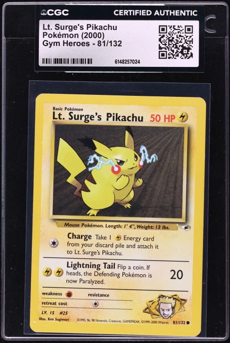 2000 Pokemon Gym Heroes Lt. Surge's Pikachu #81 CGC AUTH