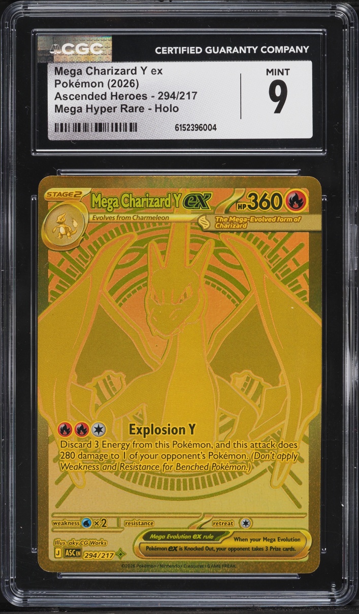 2026 Pokemon Mega Evolution Ascended Heroes Gold Rare Mega Charizard Y Ex #294 CGC 9 MINT