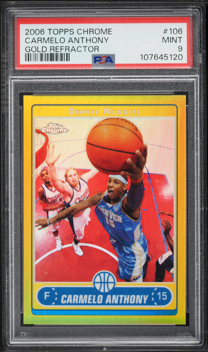2006 Topps Chrome Gold Refractor Carmelo Anthony /25 #106 PSA 9 MINT - Photo 1