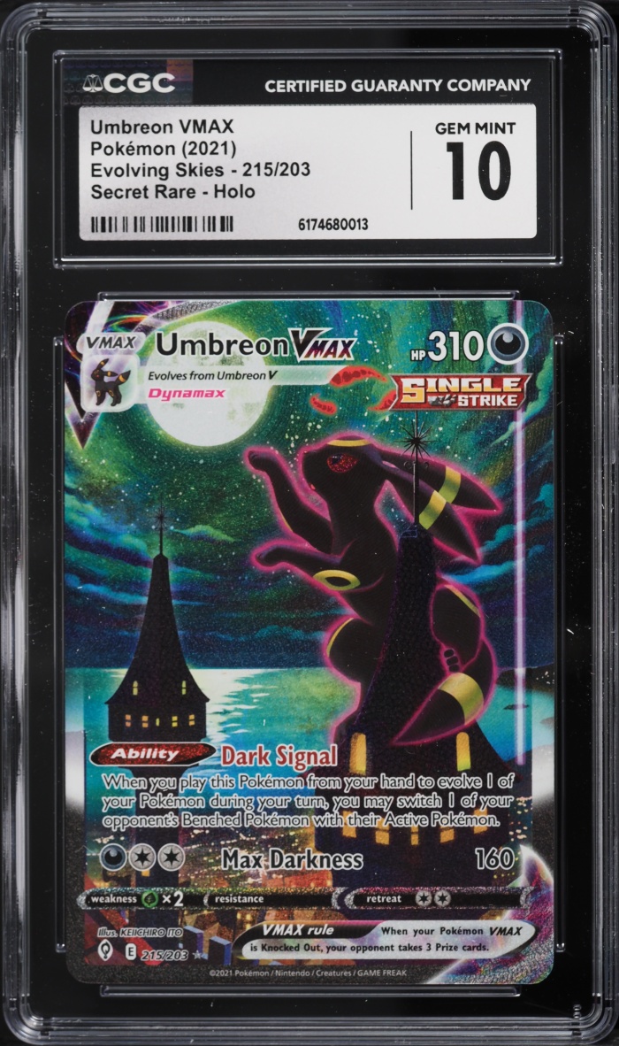 2021 Pokemon Sword & Shield Evolving Skies Alt Art Umbreon VMAX #215 CGC 10 GEM MINT