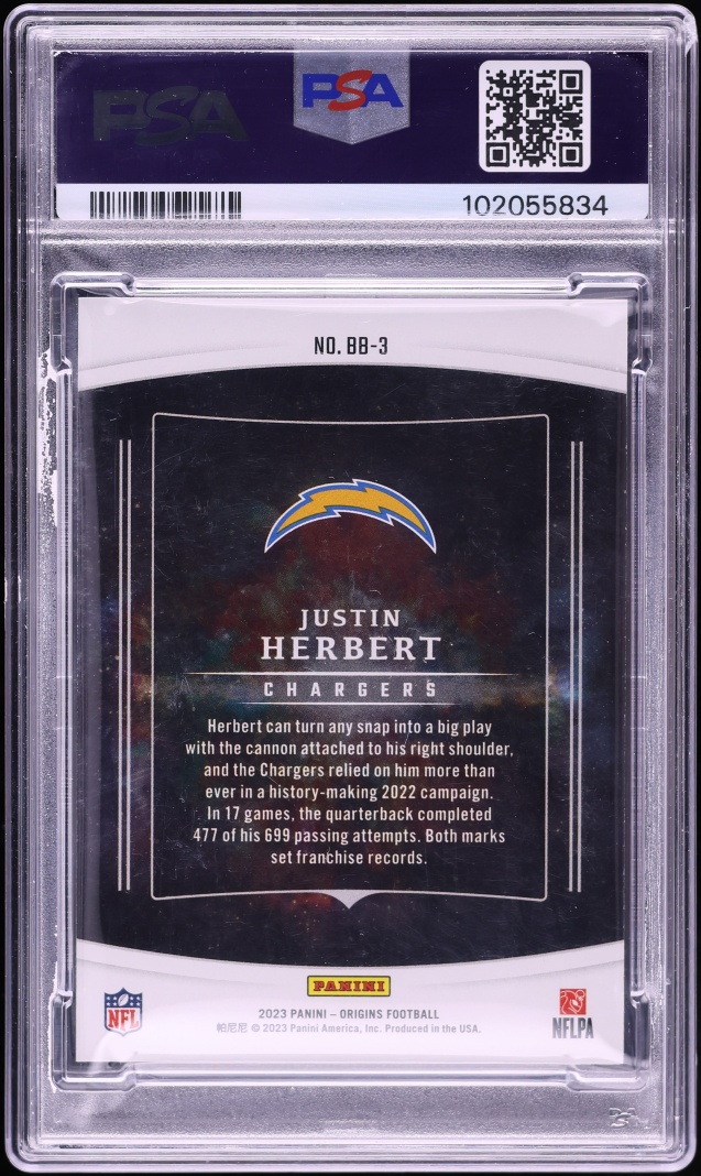 2023 Panini Origins Big Bang Justin Herbert #BB3 PSA 10 GEM MINT