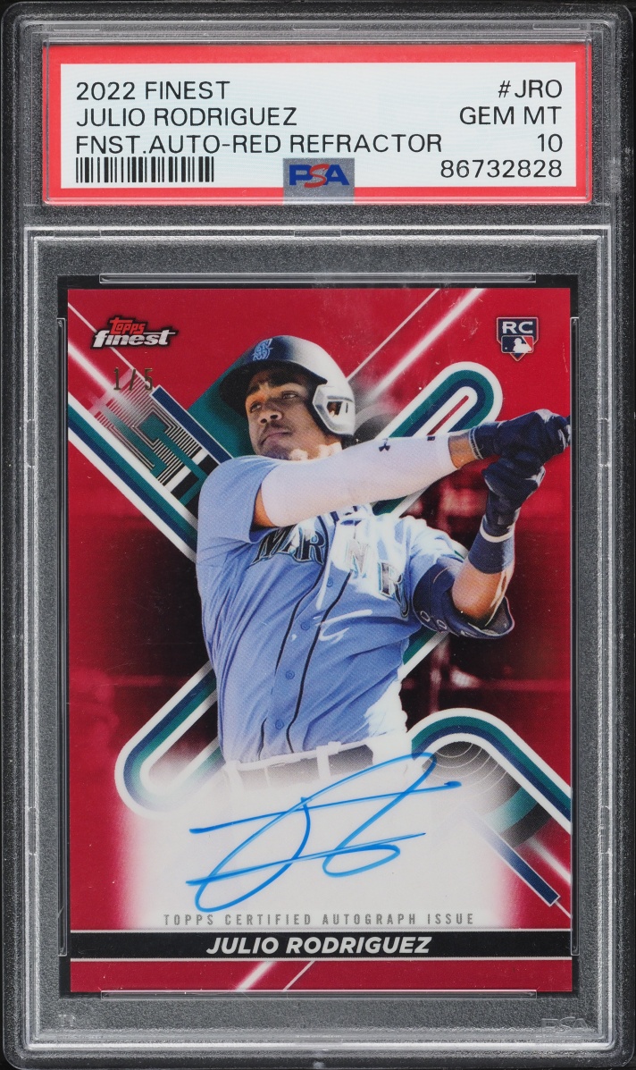2022 Finest Red Refractor Julio Rodriguez ROOKIE AUTO 1/5 #FA-JRO PSA 10 GEM MINT
