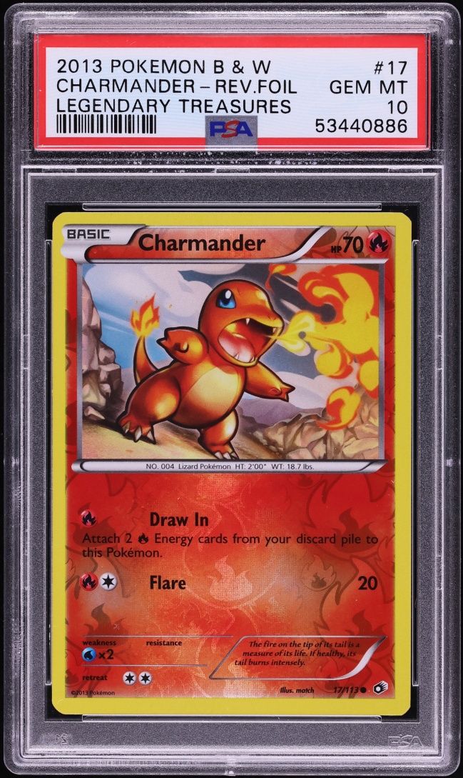 2013 Pokemon Black & White Legendary Treasures Reverse Holo Charmander #17 PSA 10 GEM MINT