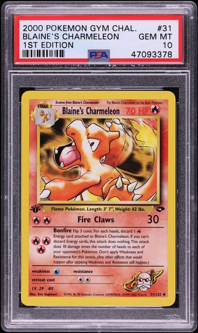 2000 Pokemon Gym Challenge 1st Edition Blaine's Charmeleon #31 PSA 10 GEM MINT