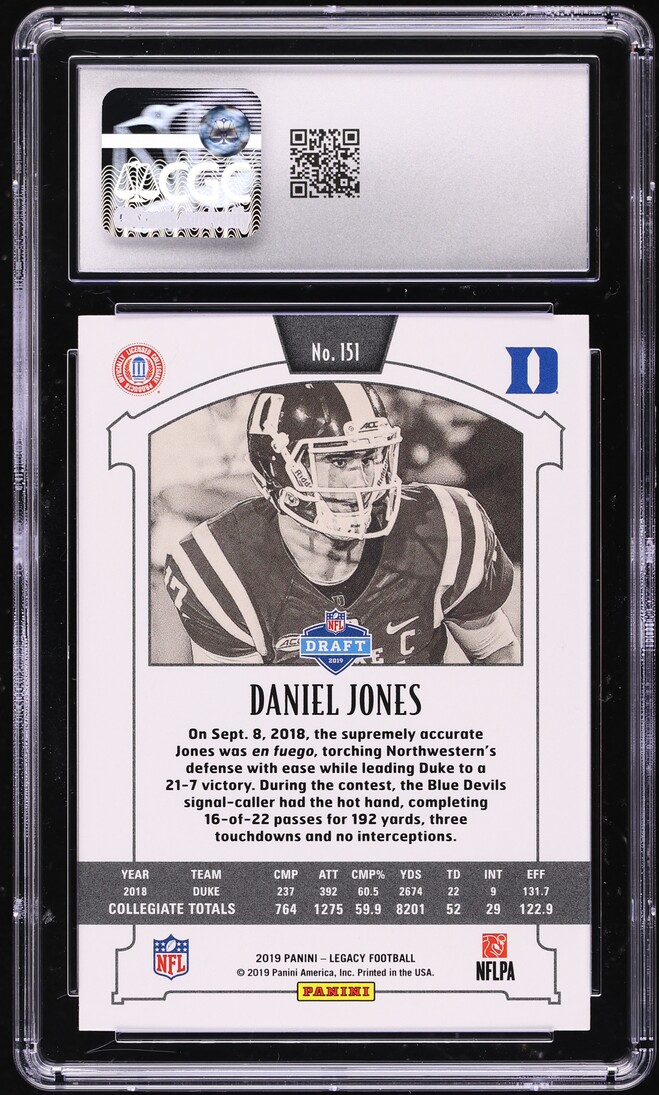 2019 Panini Legacy Daniel Jones ROOKIE #151 CGC 7.5 NRMT+