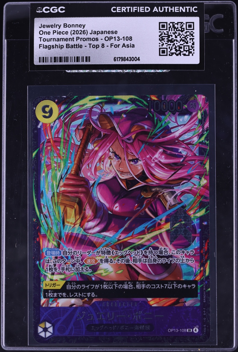 2026 One Piece Japanese Promo Flagship Battle Top 8 For Asia Jewelry Bonney #OP13-108 CGC AUTH