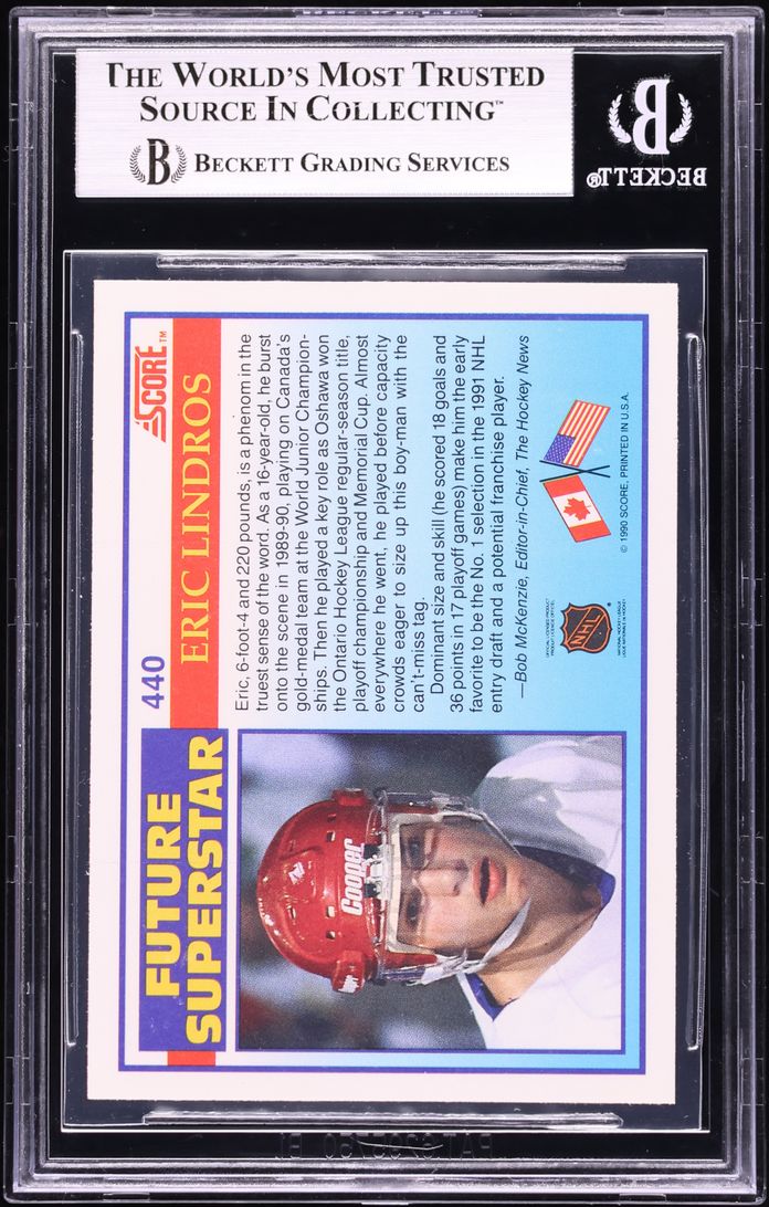 1990 Score Hockey Eric Lindros ROOKIE #440 BGS 8.5 NM-MT+