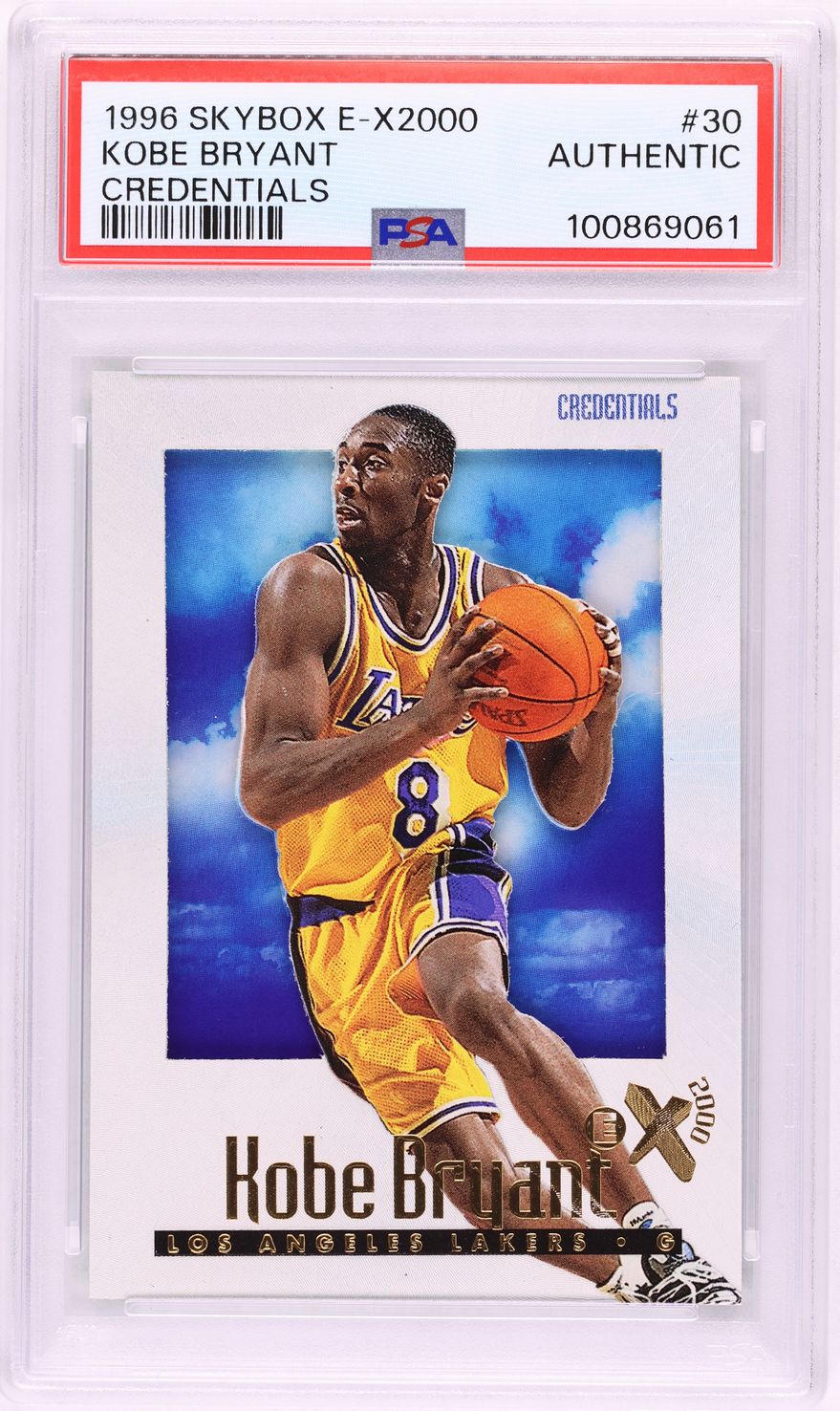 1996 Skybox E-X2000 Credentials Kobe Bryant ROOKIE /499 #30 PSA AUTH