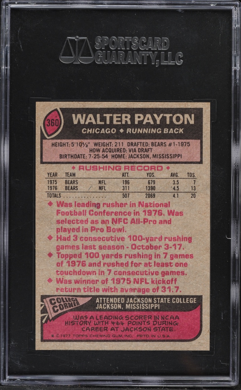 1977 Topps Football Walter Payton #360 SGC 8 NM-MT