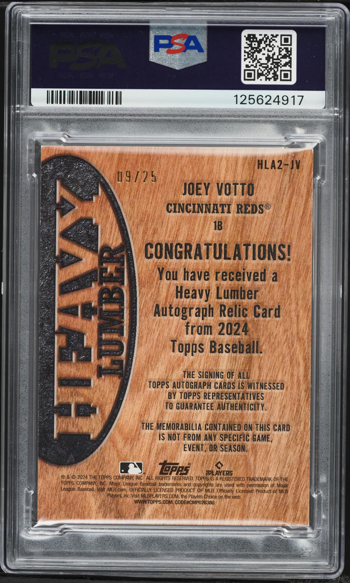 2024 Topps Heavy Lumber Joey Votto PATCH AUTO /25 #JV PSA 6 EXMT