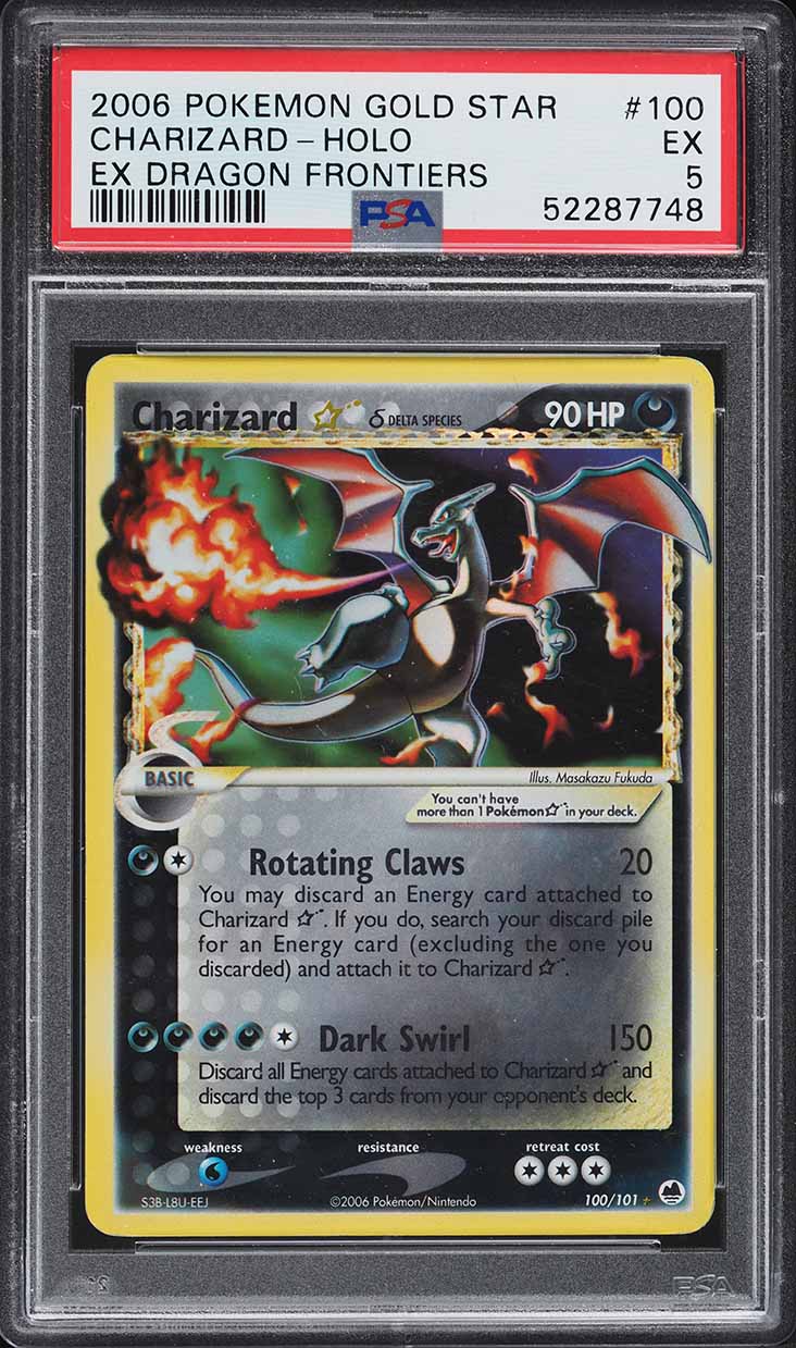 2006 Pokemon EX Dragon Frontiers Holo Charizard Gold Star #100 PSA 5 EX
