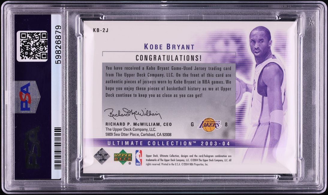 2003 Ultimate Collection Dual Game Jersey Kobe Bryant PATCH /100 #KB-2J PSA 10 GEM MINT