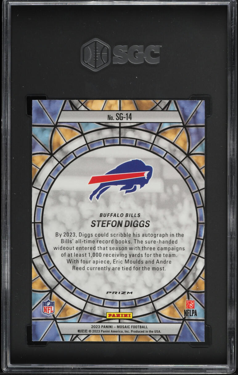 2023 Panini Mosaic Stained Glass Stefon Diggs #SG-14 SGC 10 GEM MINT