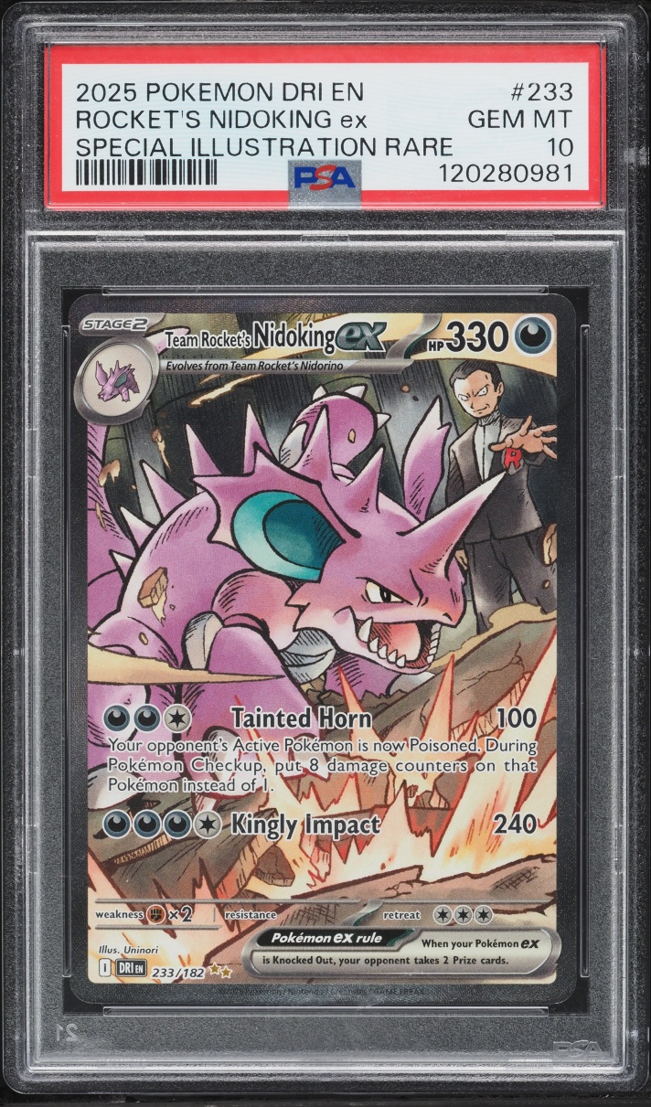 2025 Pokemon Scarlet & Violet Destined Rivals SIR Team Rocket's Nidoking EX #233 PSA 10 GEM