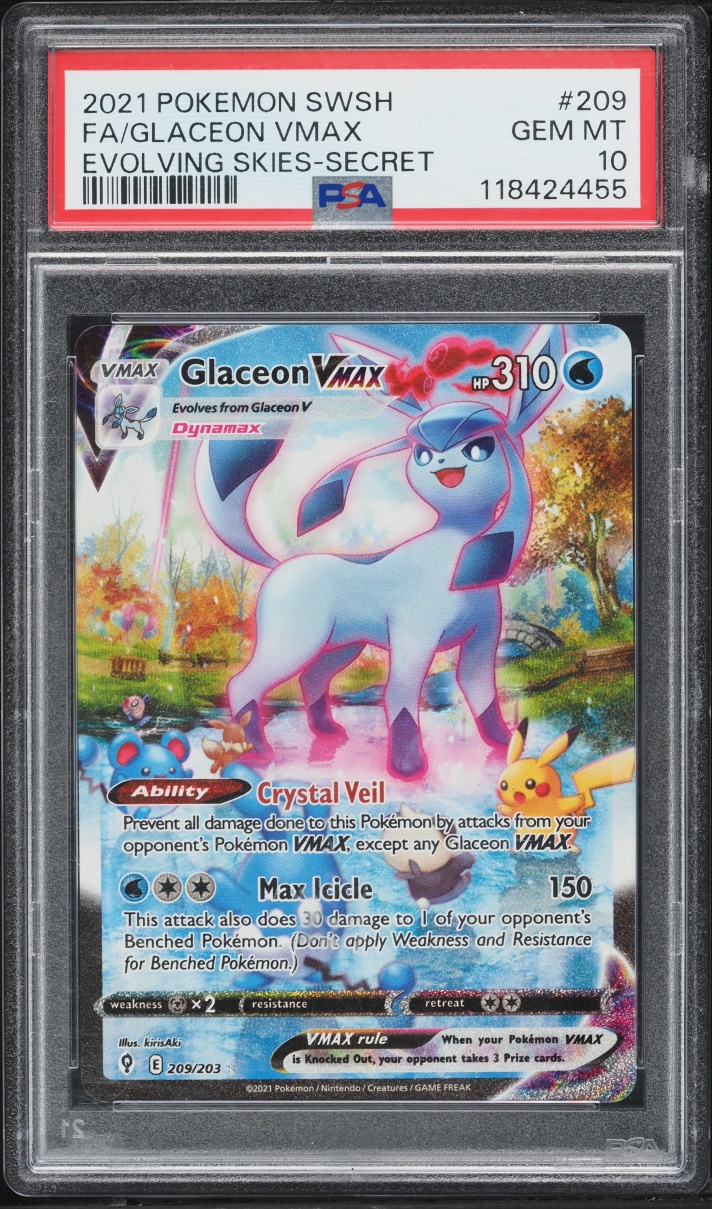 2021 Pokemon Sword & Shield Evolving Skies Alt Art Glaceon VMAX #209 PSA 10 GEM MINT