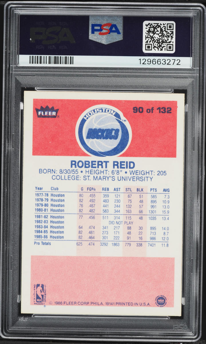 1986 Fleer Basketball Robert Reid #90 PSA 7 NRMT