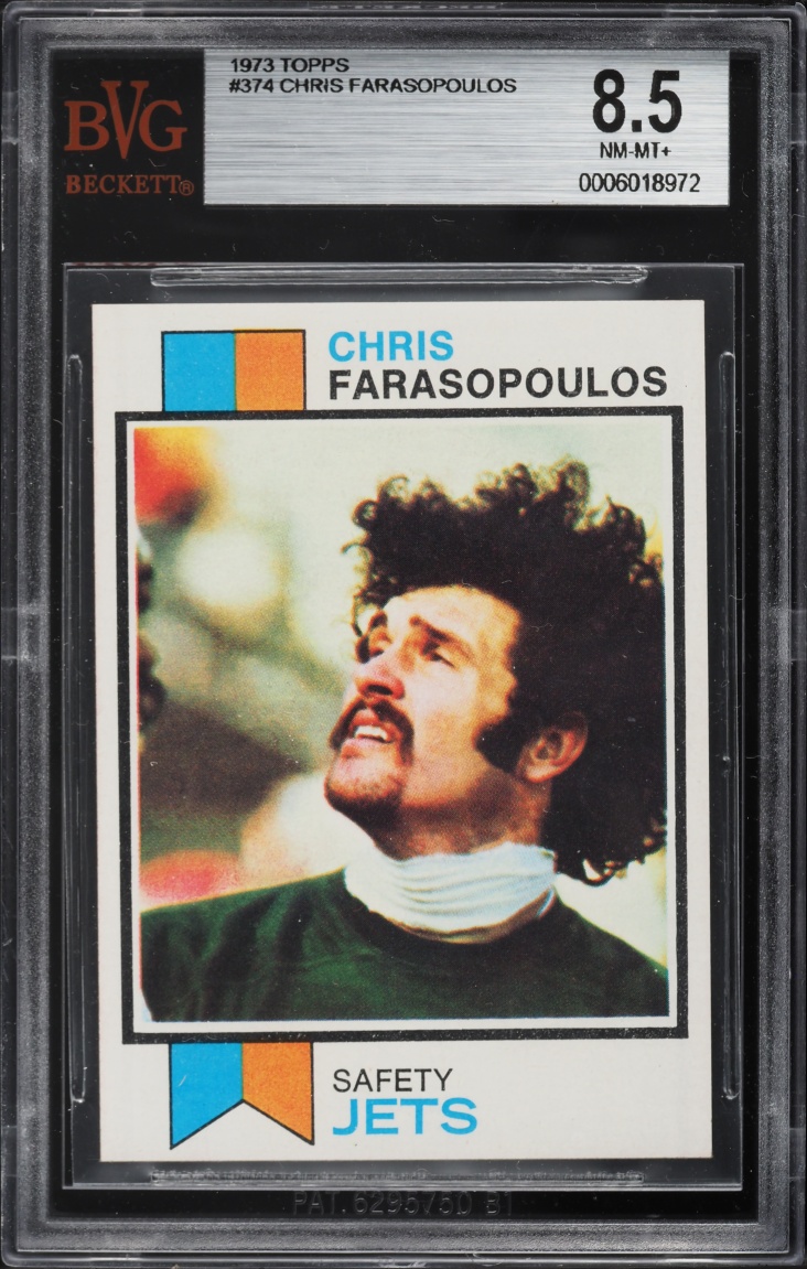1973 Topps Football Chris Farasopoulos #374 BVG 8.5 NM-MT+