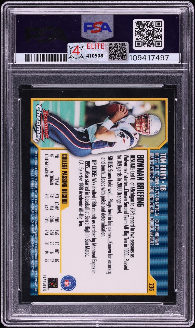 2000 Bowman Chrome Tom Brady ROOKIE #236 PSA 10 GEM MINT