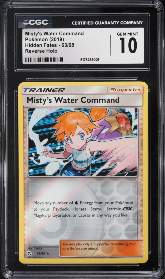 2019 Pokemon Sun & Moon Hidden Fates Reverse Holo Misty's Water Command #63 CGC 10 GEM MINT