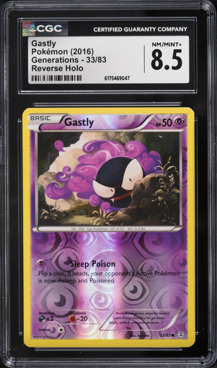 2016 Pokemon XY Generations Reverse Holo Gastly #33 CGC 8.5 NM-MT+