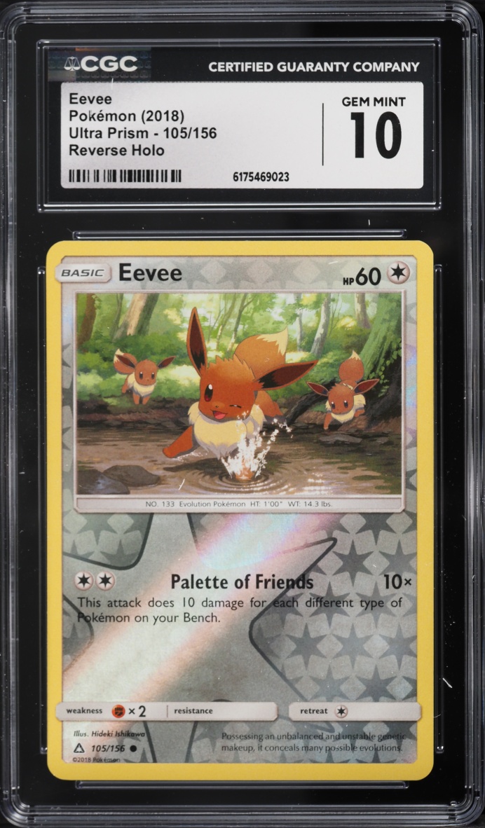 2018 Pokemon Sun & Moon Ultra Prism Reverse Holo Eevee #105 CGC 10 GEM MINT
