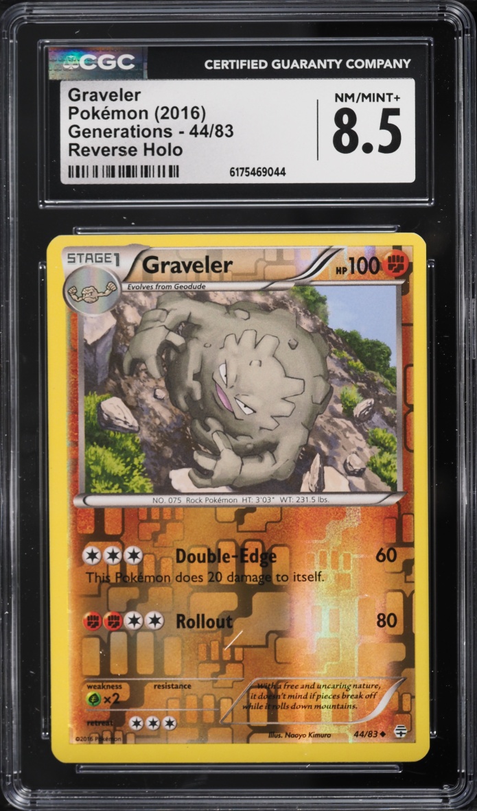 2016 Pokemon XY Generations Reverse Holo Graveler #44 CGC 8.5 NM-MT+